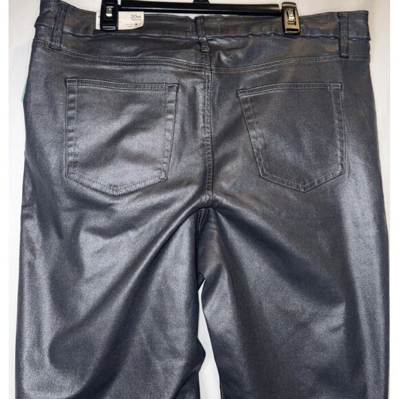 Edgely Women’s Gray Faux Leather Ankle Slim Straight High Rise Pants Sz 20W NEW - Picture 6 of 14